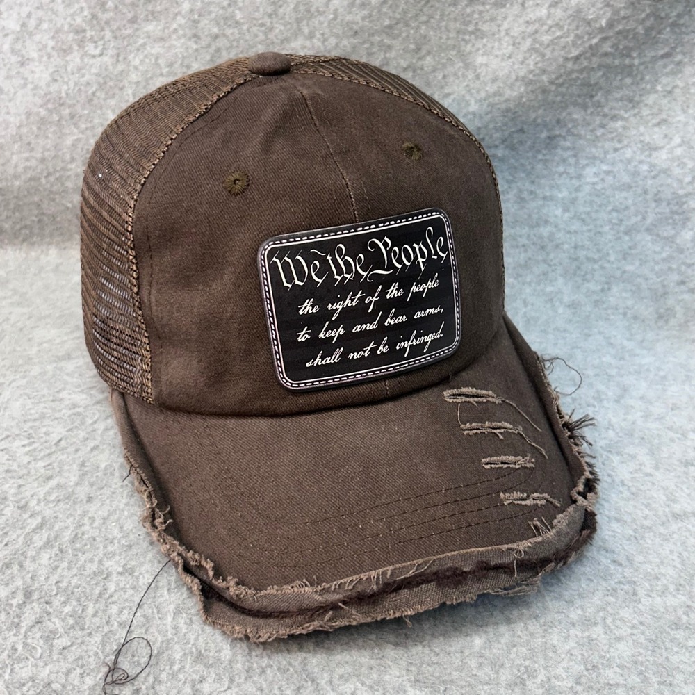 We The People Brown Unbranded Trucker Hat Distressed Snapback OSFM